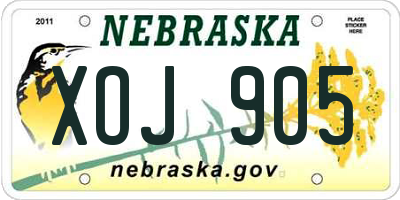 NE license plate XOJ905