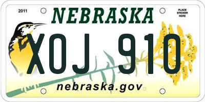 NE license plate XOJ910