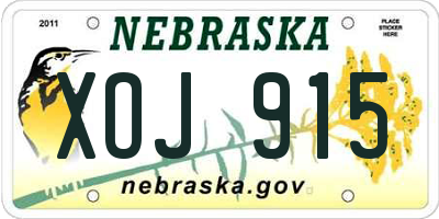 NE license plate XOJ915