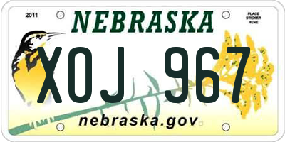 NE license plate XOJ967