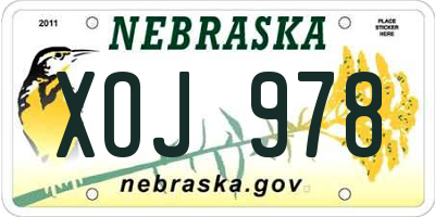 NE license plate XOJ978