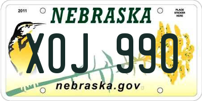 NE license plate XOJ990