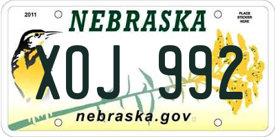 NE license plate XOJ992