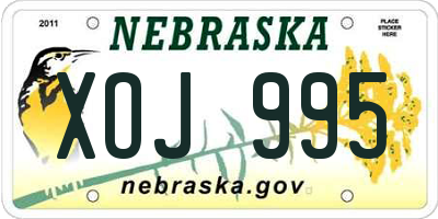 NE license plate XOJ995