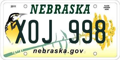 NE license plate XOJ998