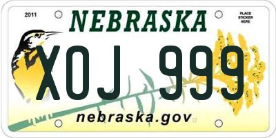 NE license plate XOJ999