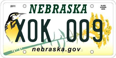 NE license plate XOK009