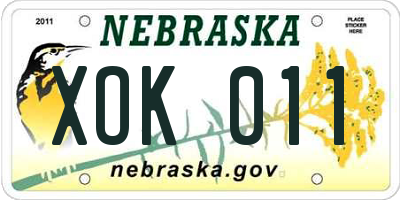 NE license plate XOK011