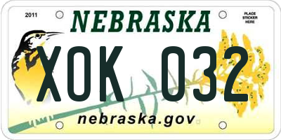 NE license plate XOK032
