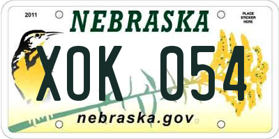 NE license plate XOK054