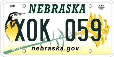 NE license plate XOK059