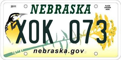 NE license plate XOK073
