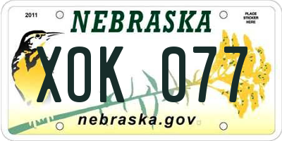 NE license plate XOK077