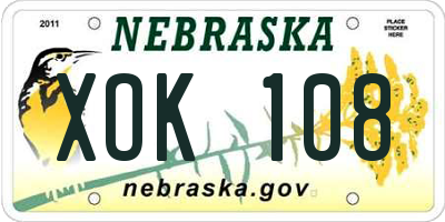 NE license plate XOK108