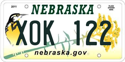 NE license plate XOK122