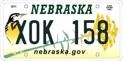 NE license plate XOK158