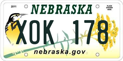 NE license plate XOK178