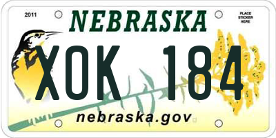 NE license plate XOK184