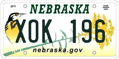 NE license plate XOK196