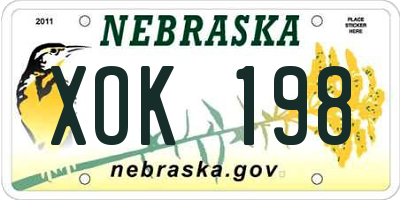 NE license plate XOK198