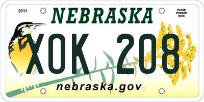 NE license plate XOK208
