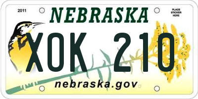 NE license plate XOK210
