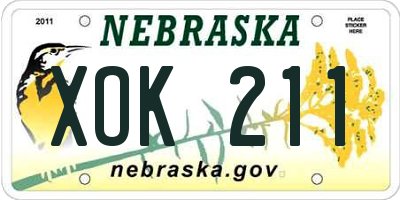 NE license plate XOK211