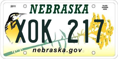 NE license plate XOK217