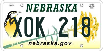 NE license plate XOK218