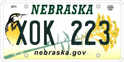 NE license plate XOK223