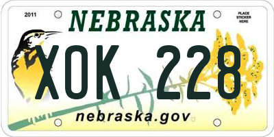 NE license plate XOK228