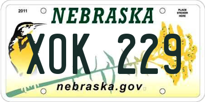 NE license plate XOK229