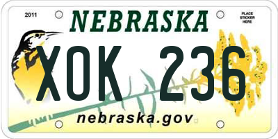 NE license plate XOK236