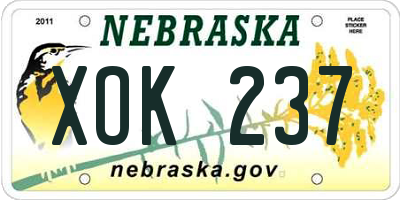 NE license plate XOK237