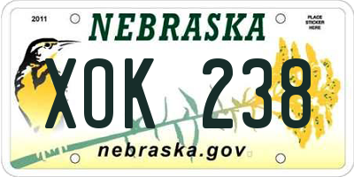 NE license plate XOK238