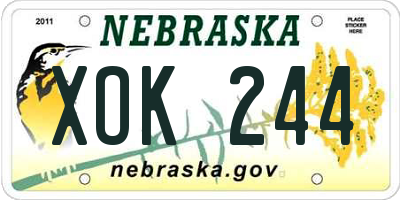 NE license plate XOK244