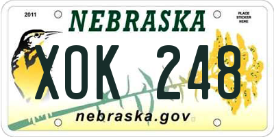 NE license plate XOK248