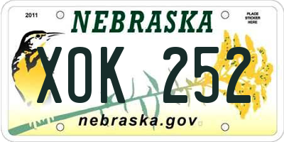 NE license plate XOK252