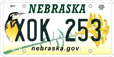NE license plate XOK253
