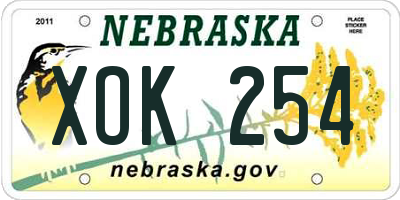 NE license plate XOK254