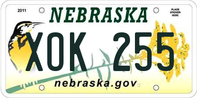 NE license plate XOK255