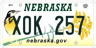 NE license plate XOK257