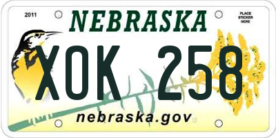 NE license plate XOK258