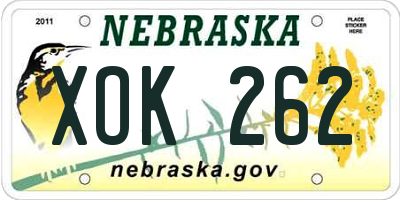 NE license plate XOK262