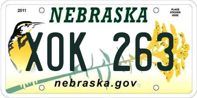 NE license plate XOK263
