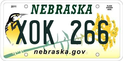 NE license plate XOK266