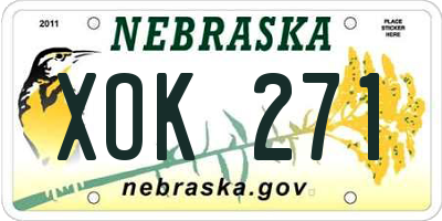 NE license plate XOK271