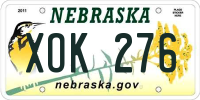 NE license plate XOK276