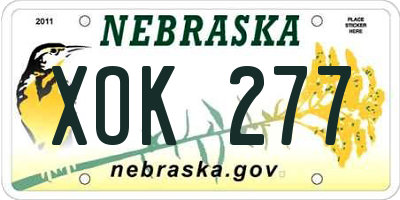 NE license plate XOK277