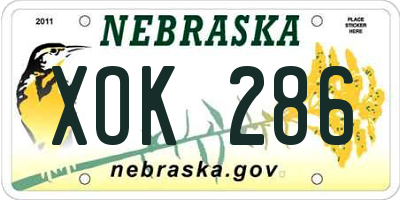 NE license plate XOK286